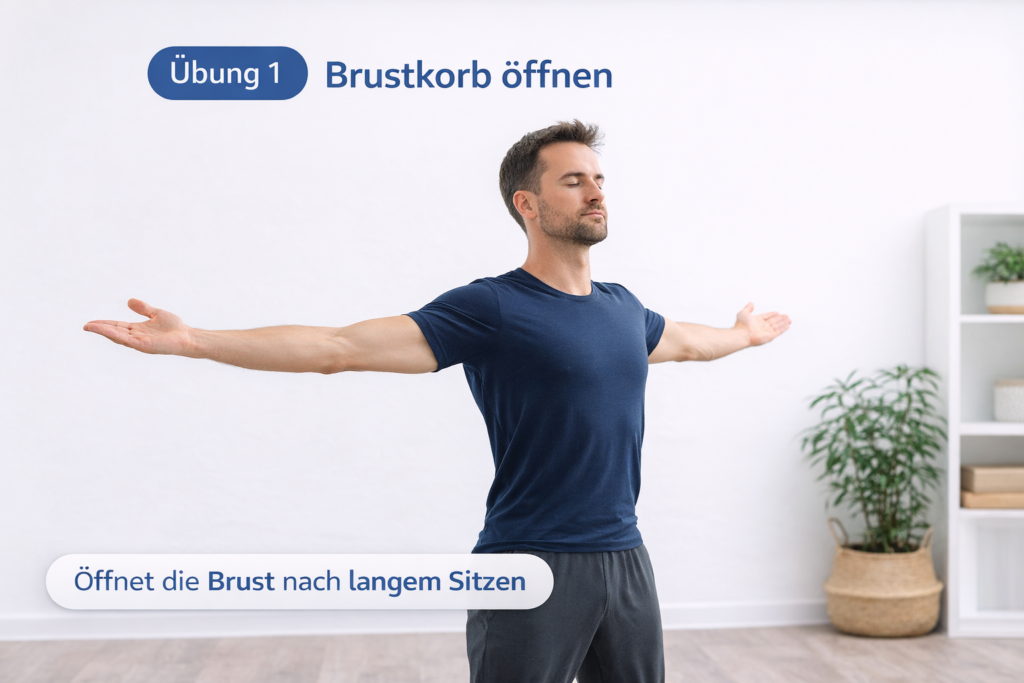 Brustkorb öffnen Übung gegen Rückenschmerzen und schlechte Haltung durch langes Sitzen
