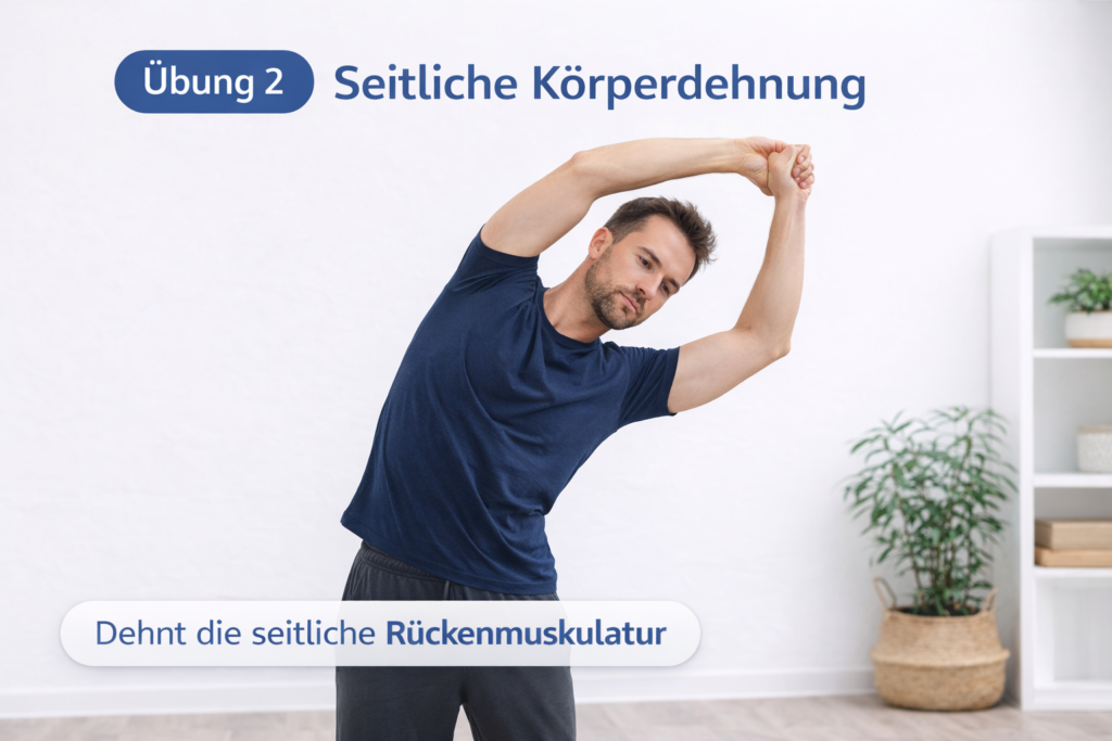 Seitliche Körperdehnung Übung zur Mobilisierung der Wirbelsäule und gegen Rückenschmerzen
