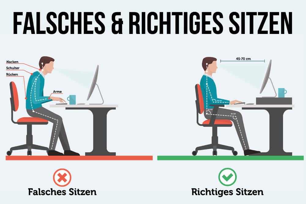 Rundrücken beim Sitzen im Büro vermeiden richtige Haltung